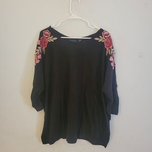 Cold Shoulder Embroidered Top